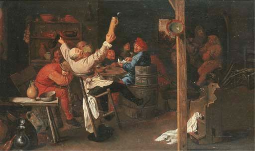 "Boors Drinking & Making Merry in an Inn” by Adriaen Brouwer